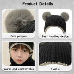 MOMISY Winter Soft Woolen Monkey Cap with Velvet Lining for Baby Boys, Girls, Infant, Toddler, 2-5 Years (in, Age, 2 Years, 5 Years, Black)