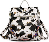 MOMISY Backpack Women handbag and Shoulder Bag PU Leather Travel Waterproof Ladies Girls College- Beige Cow