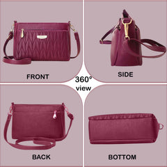 MOMISY Sling Bag with Long Strap for Women Shoulder Zipper Closure Handbags Multipurpose Crossbody ladies Daily (Purple Leaves)