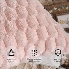MOMISY Corduroy Cushion Throw Pillow Covers, Honeycomb Pattern, 45 x 45 cm, Set of 5 (Pink)