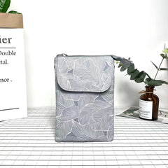 MOMISY Content generated Canvas Mobile Bag Cellphone Sling Card Holder Wallet Handbag, Crossbody Multi-function Shoulder Bag for Girls (Light Grey)