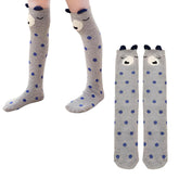 MOMISY 1 Pair of Baby Spring Winter And Autumn Combed Cotton Long Tube Knee-High Socks Suitable Age of 3 to 12 Years (IN, Age, 3 Years, 12 Years, BlueDot)