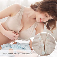 Momisy Women's Cotton Lightly Padded Wire Free Maternity Bra Peach