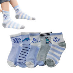 MOMISY 5 Pairs Baby Girl Boys Tube Socks Toddlers Infant Solid Color Boat Spring and Autumn Socks Stretch Baby Sock - Multicolor (IN, Age, 3 Years, 5 Years, Boat)
