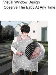 MOMISY Car Seat Canopy Nursing Scarf Poncho Multi-Use Cover, Shopping Cart Cover, Stroller Cover, Infinity Scarf 360° Privacy Breastfeeding Protection, Baby Shower (White Crown)