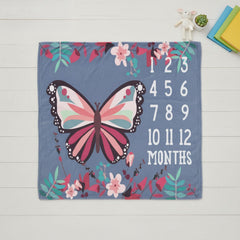 MOMISY Baby Milestone Blanket and Props for Baby's |1 to 12 Months Prop |Baby Bedding |Ac Room Blanket for Summer|Newborn| Infants Winter Blanket(ButterflyBlue)