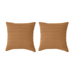 MOMISY Corduroy Cushion Throw Pillow Covers Pink 45 x 45cm, 18x18 inch (Khaki, 2)