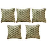 MOMISY Corduroy Cushion Throw Pillow Covers, Honeycomb Pattern, 45 x 45 cm, Set of 5 (Green)