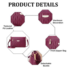MOMISY Sling Bag with Long Strap for Women Shoulder Zipper Closure Handbags Multipurpose Crossbody ladies Daily (Purple Leaves)