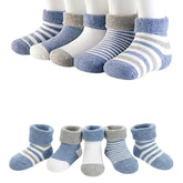 MOMISY 5 Pairs Baby Girl Boys Tube ankle Socks for Baby Girl BoysToddlers Infant kids (Blue, 0 Months to 6 Months)