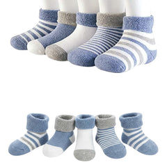 MOMISY 5 Pairs Tube Socks for children Toddlers Infant Baby Girl Boys (Blue, 0 year to 1 year)