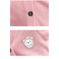 Momisy Baby Boy & Girls Cotton Blend Sweater Jacket Front Open V-Neck Cardigan 2 To 3 Years, Pink, Large
