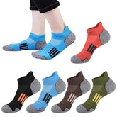 MOMISY Men's Premium Cotton Cushion Ankle length Socks, (Multicolor) Pack of 5 (Free Size) (10 Stripe)