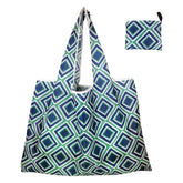 MOMISY Designer Pattern Reusable and Foldable Shopping Bag/Tote Hand bag/Travel Bag/Grocery Bag | Heavy Duty, Eco Friendly | Compact, Lightweight and Convenient (Diamond Blue)
