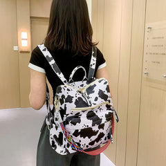 MOMISY Backpack Women Multipurpose handbag and Shoulder Bag PU Leather Travel Daypack Waterproof Ladies Girls- White Cow
