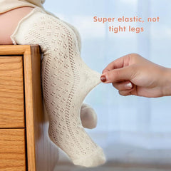 MOMISY 3 Pairs of Baby Spring Winter And Autumn Combed Cotton Mesh Long Tube Knee-High Socks- 0 to 6 Months