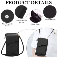 MOMISY Women Cellphone Sling Bag Card Holder Wallet Handbag Crossbody multi-function Shoulder Bag for Girls (Black)