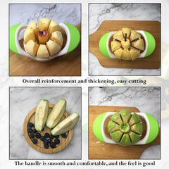 MOMISY Plastic Apple Fruit Slicer, Corer, Cutter, Divider Tool, 8 Stainless Steel Blades (WhiteGreen)