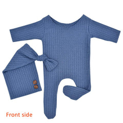 MOMISY Stretchable Bodysuit & Cap for Baby Boys Photography Photoshoot Props Costume-Blue
