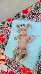 MOMISY Baby Photography Props, Includes Nappy Cover & Cap for Kids Parties Anniversaries Photography-Bull-Set of 2 Pieces-Brown