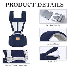 MOMISY 6 In 1 Multipurpose Baby Carrier for New Born Kid | Sling Kangaroo Bag with 6 Carry Positions & Cushioned Seat | Adjustable Carrier with Hip Seat | Carry Bags for 0 to 2 years Boys Girls (Blue)