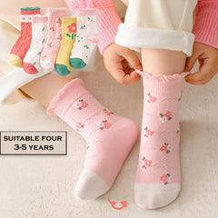 MOMISY 5 Pairs Baby kids Girl Boys Toddlers InfantmCotton Stretch Baby Socks (IN, Age, 3 Years, 5 Years, Pink Flower)