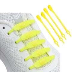 MOMISY Elastic Shoelaces Stretchy Silicone Elastic Special No Tie Shoe Laces for Children and Adults Lazy Tieless Suitable for All Shoes-Yellow, 14Pcs