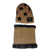 MOMISY Kids Winter Hat and Scarf Set, 2Pcs Warm Knit Beanie Cap and Scarf for 5-10 Years Old Boys and Girls (Khaki S)