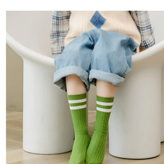 MOMISY 3 Pairs Combed Cotton Knee-High Socks, Striped (IN, Age, 1 Year, 3 Years, Striped)
