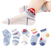 MOMISY 5 Pairs Baby Kids Girl Boys Tube Socks Toddlers Comfortable Ankel Length gifts (IN, Age, 3 Years, 5 Years, Thin Car)