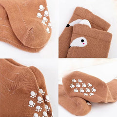 MOMISY 3 Pairs of Baby Kids Children Anti Skid Sleep Spring Winter And Autumn Combed Cotton Long Tube Knee-High Socks (IN, Age, 0 Months, 12 Months, Brown White Grey)