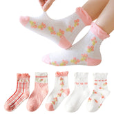 MOMISY 5 Pairs Baby kids Girl Boys Toddlers InfantmCotton Stretch Baby Socks (IN, Age, 1 Year, 3 Years, PinkWhite)