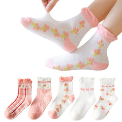 MOMISY 5 Pairs Baby kids Girl Boys Toddlers InfantmCotton Stretch Baby Socks (IN, Age, 1 Year, 3 Years, PinkWhite)