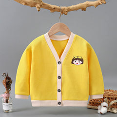MOMISY Baby Boy & Girls Sweater Jacket Front Open Cardigan (4 to 5 Years, Yellow)