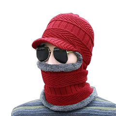 MOMISY Unisex Fleece Windproof Multi Functional Monkey Cap Winter Face Mask, Balaclavas, Neck Warmer, Cap and Bandana (Red), Free Size