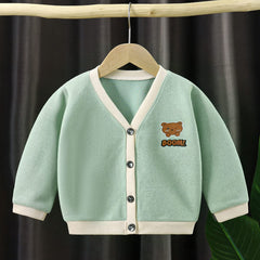 MOMISY Baby Boy & Girls Sweater Jacket Front Open Cardigan (3 to 4 Years, Light Green)