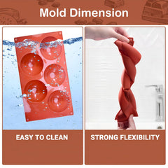 MOMISY Silicone Semi Sphere Mould, 5-Cavity Half Ball Baking Tray for Chocolate Bombs, Dome Cakes, Jelly, Soap, and Desserts – Oven & Freezer Safe