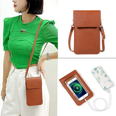 MOMISY Women Cellphone Sling Bag Card Holder Wallet Purse Clutch Handbag Crossbody Shoulder Bag for Girls (Brown)