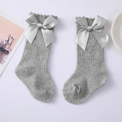 MOMISY Unisex-Babies 3 Pairs of Baby Spring Winter And Autumn Combed Cotton Long Tube Knee-High Socks (GreyWhitePink, 0-1Y)