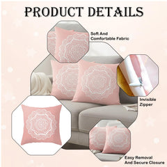 MOMISY Decorative Polyester Home Sofa Bedside Cushion Throw Pillow Covers, 45 x 45 cm, Pack of 2 (Rangoli Pink2)