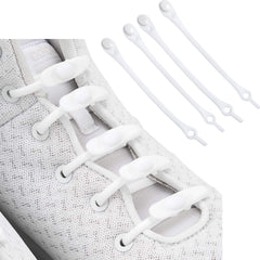 MOMISY Elastic Shoelaces Stretchy Silicone Elastic Special No Tie Shoe Laces for Children and Adults Lazy Tieless Suitable for All Shoes-White, 14Pcs