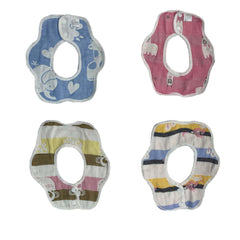 MOMISY Muslin Pure Cotton Printed Baby Feeding Bibs, Set of 4, Assorted Colours