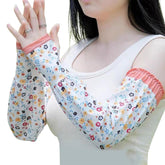MOMISY UV Sun Protection Arm Sleeves with Thumb Hole Sun Protection Hand Cover for Running and Cycling for Women, Loose-Fit Cooling Cover, 1 Pair (Offwhite)