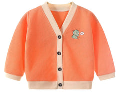 MOMISY Baby Boy & Girls Sweater Jacket Front Open Cardigan (1 to 2 Years, Orange)