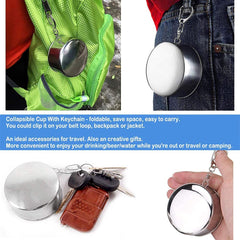 MOMISY Portable Folding Stainless Steel Travel Camping Water Mug Cup Glass -150ml, Silver (Stainless Steel 304)
