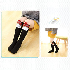 MOMISY 1 Pair of Baby Spring Winter And Autumn Combed Cotton Long Tube Knee-High Socks Suitable Age of 3 to 12 Years (IN, Age, 3 Years, 12 Years, BlackBear)