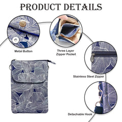 MOMISY Content generated Canvas Mobile Bag Cellphone Sling Card Holder Wallet Handbag, Crossbody Multi-function Shoulder Bag for Girls (Blue)