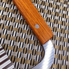 MOMISY Crinkle Cutting Tool French Fry Slicer Stainless Steel Blade Wooden Handle Vegetable Salad Chopping Knife