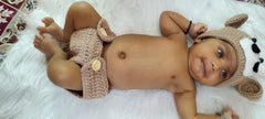 MOMISY Baby Photography Props, Includes Nappy Cover & Cap for Kids Parties Anniversaries Photography-Bull-Set of 2 Pieces-Brown