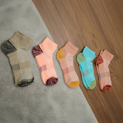 MOMISY Unisex Cotton Blend Ankle Crew Socks, Mid Tube for Men & Women, Pack of 5, Multicolour, Free Size (Crew A)